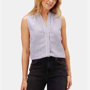 Striped Sleeveless Top - Blue and White